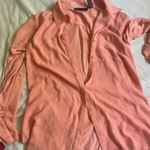 Coral Button-Up Blouse